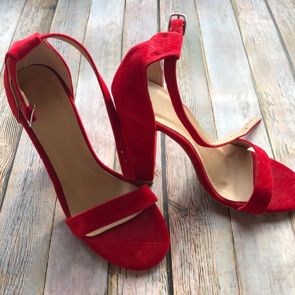 Red Suede Strappy Sandal - Picture 1 of 7